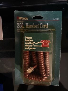 25ft Brown Coiled Handset Cord - Plug-In Phone Cable DC2